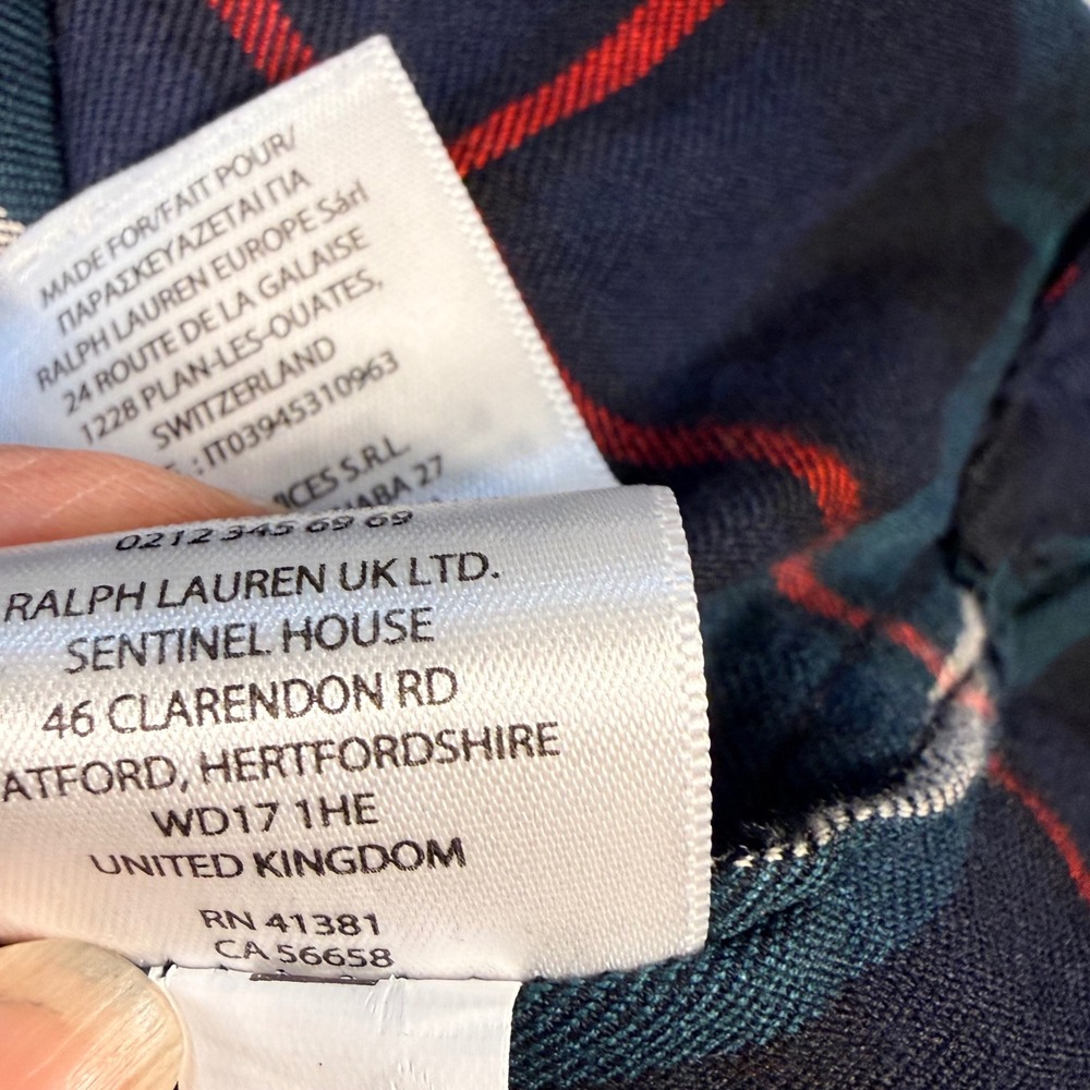 Lauren Ralph Lauren Womens M Plaid Monogram Button Down Dark Academia Preppy - Picture 11 of 16